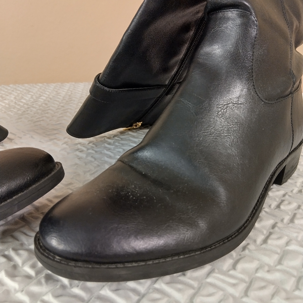 Tommy Hilfiger Riding Boots size 10 M black faux leather water resistant great - Picture 3 of 16